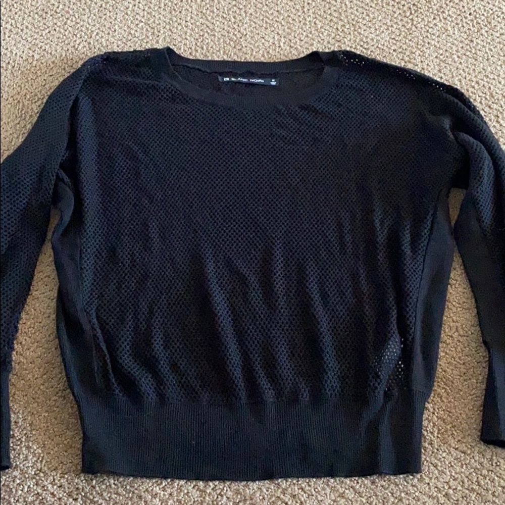 Blanc Noir Black Mesh Thumbhole Sweater - Size S